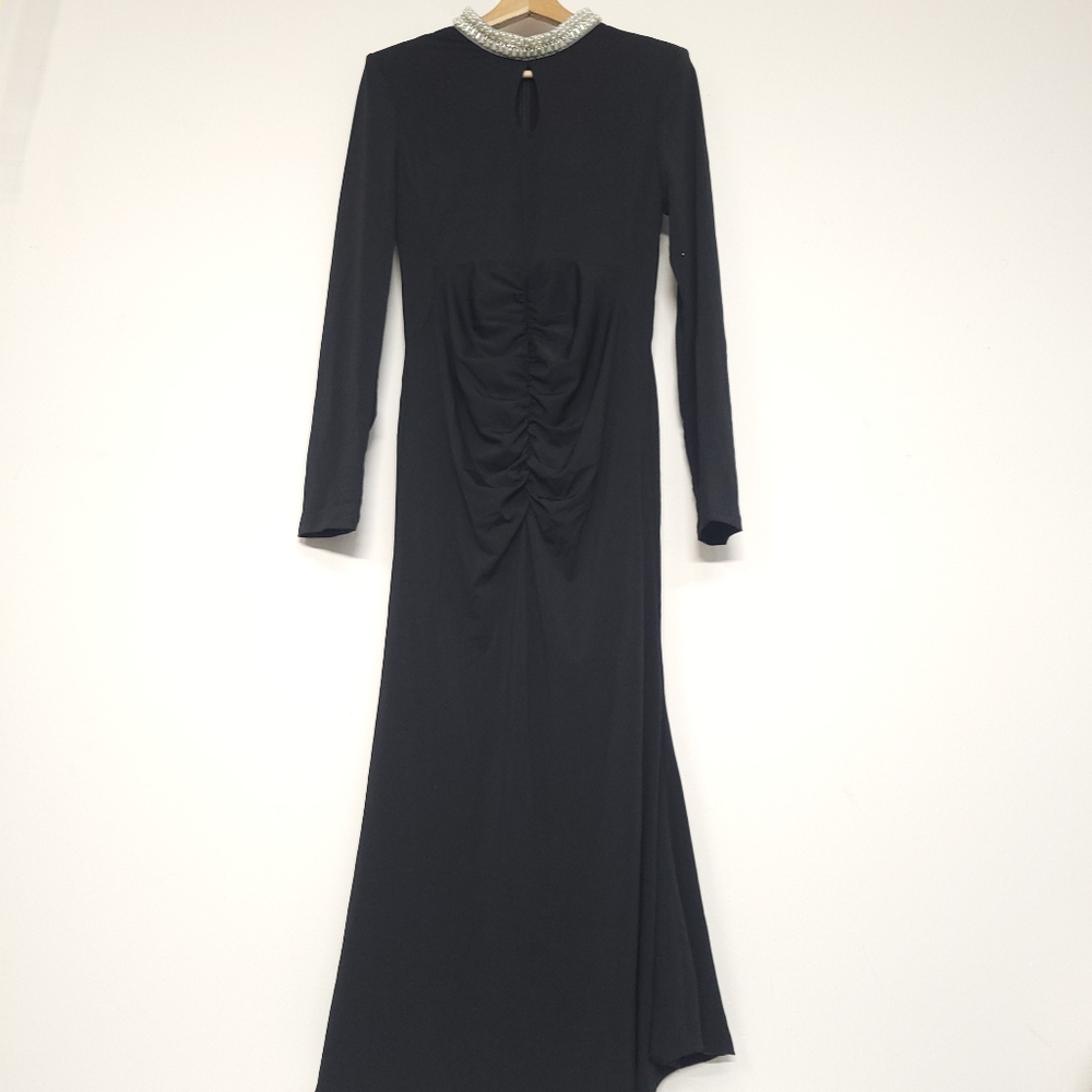 NOWT Catchall Christina Black Pearl Decorated LongSleeve Dress, Sz L - Picture 7 of 16